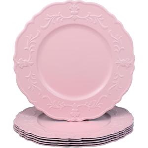 Spsyrine Pink Charger plates, 13 Inch Set of 6 Chargers for dinner plates, Serve ware Plate for Wedding Bulk, Parties, Christmas, Holiday Table Setting