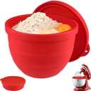 Foldable Silicone Bowl Liners for KitchenAid Tilt-Head 5QT Mixer,Mixing Bowls Insert with Lids，Dishwasher-Safe Food-Grade for Stand Mixer Accessories and Attachments(Red, 1 included)
