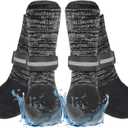 EXPAWLORER Anti Slip Dog Socks to Prevent Licking Paws, Shoes for Winter Snow, Boots & Paw Protectors with Grippers, Waterproof Booties for Hardwood Floors for Small Medium Large Senior Dogs Black L