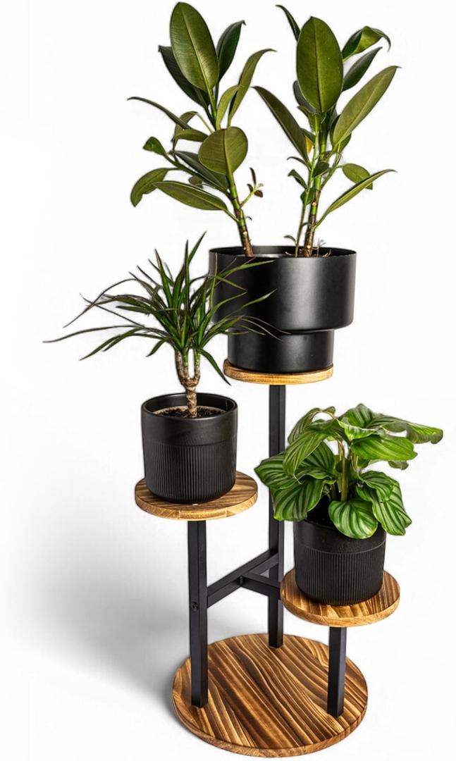 3-Tier Plant Stand  Indoor & Outdoor Wooden Corner Shelf for Plants, Flowers, and Dcor  Small Tiered Tabletop Rack for Desk or Patio
