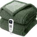 Heated Blanket Electric Blanket Full - Fast Heating Blanket Throw Double Sided Sherpa Ultra Soft Cozy with 10 Heating Levels & 2-10 Hours Auto Off, Mashine Washable, 72 x 84 Inches, Sage
