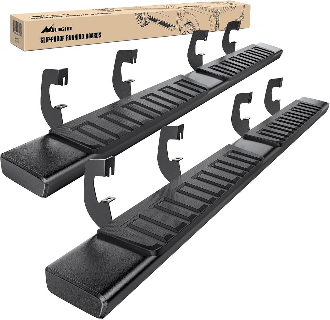 Nilight Running Boards for 2007-2018 Chevy Silverado/GMC Sierra 1500 Crew Cab 2007-2019 Chevy Silverado/GMC Sierra 2500HD 3500HD 6 Inch Slip-Proof Aluminum Side Step Nerf Bars