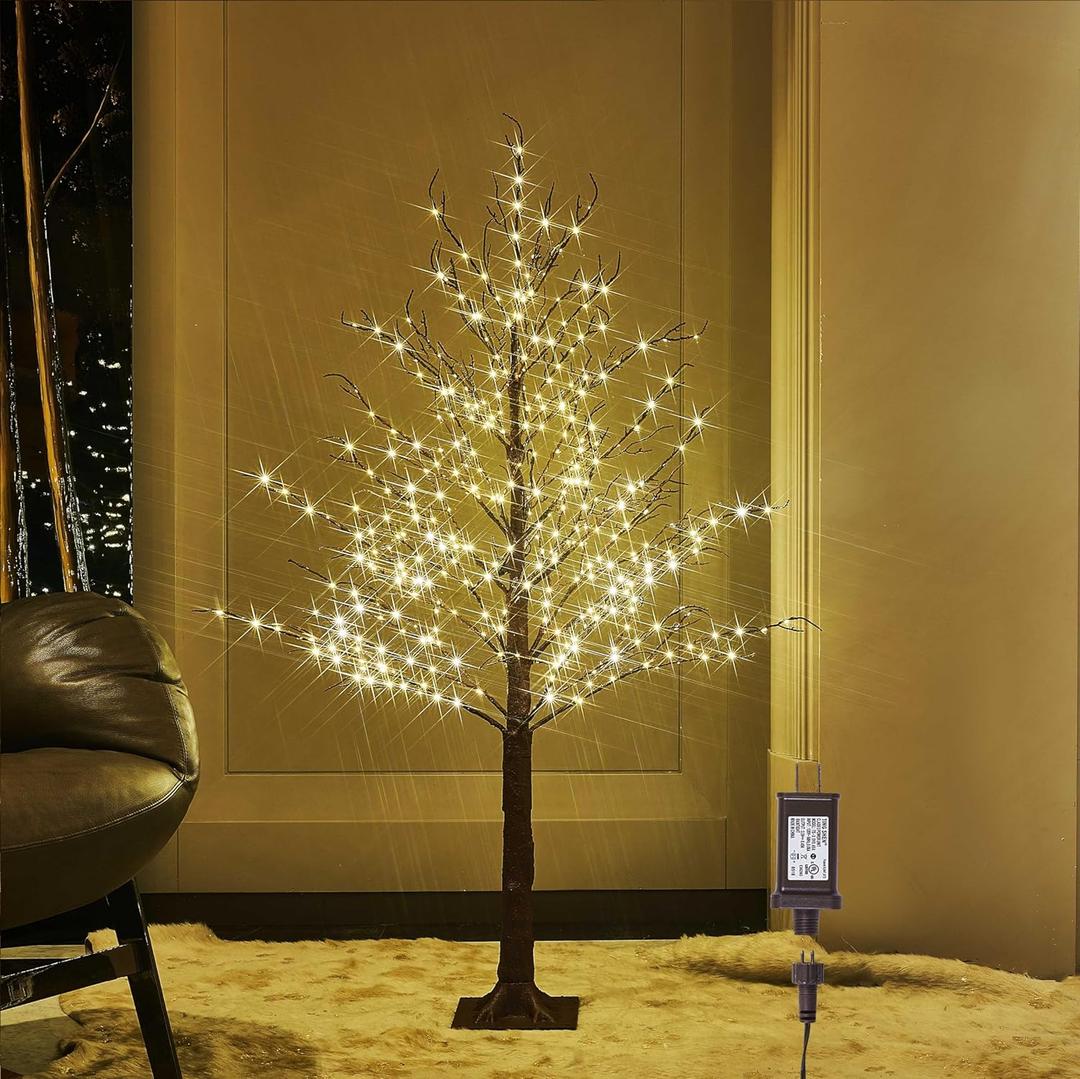 LITBLOOM Lighted Brown Tree Plug in 430 LED Fairy Lights 4FT, Twig Tree with Lights for Indoor Outdoor Home Room Christmas Decoration