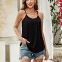 Zeagoo Womens Camisole Tank Tops Summer Adjustable Spaghetti Strap Loose Flowy Sleeveless Shirts Beach Vacation Clothes (Black, S)