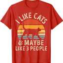 I Like Cats And Maybe Like 3 People Cat Retro Men T-Shirt, Size Large