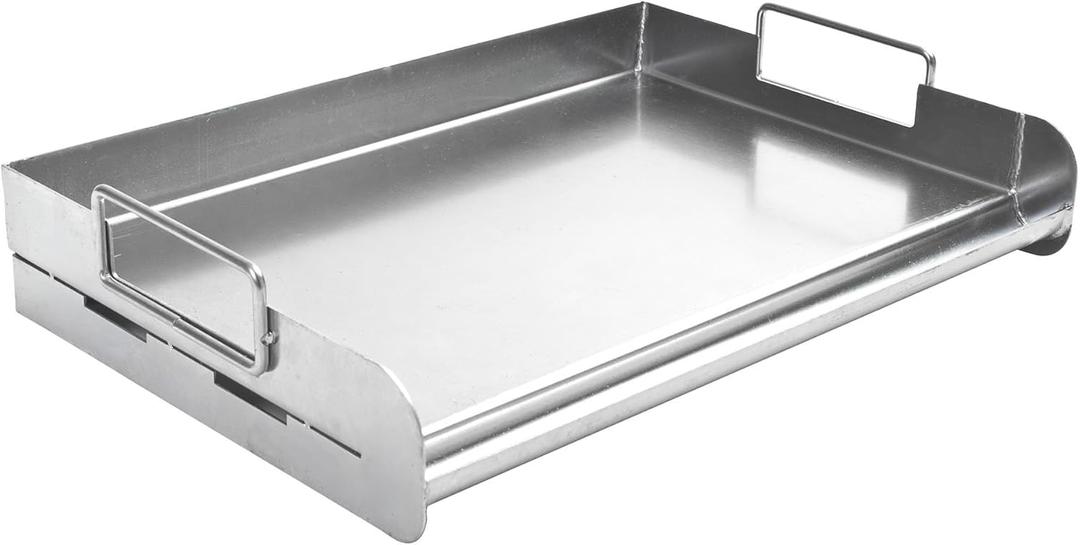 Charcoal Companion Stainless Steel Pro Grill Griddle - Heavy-Duty Professional Grade Griddle with Rear Edge Stop, Grease Reservoir, and Welded Handles, Ideal for Outdoor Cooking