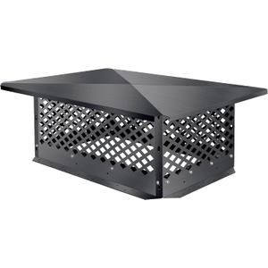 Chimney Cap 17" x 35", Chimney Cover, Bottom Installation Method Adjustable to Fit Outside Existing Clay Flue Tile Dimensions, Black