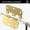 Door Hinges Satin Brass -18 Pack Gold Door Hinges 3.5 Inch Rounded Interior Door Hinge with 5/8" Radius - 3 1/2 Inches Flat Iron Brass Hinges for Residential Standard Doors