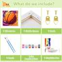 Reivworl Paint by Numbers Kit for Kids with Frame and Easel, Basketball Paint by Number for Kids Age 6-8-12, Paint by Numbers for Gifts and Home Decor (8X8inch)