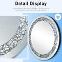 28 Inch Crushed Diamond Round Glass Wall Mirror, Bathroom Mirror, Wall Decoration Hanging Mirror, Suitable for Living Room, Bedroom, Vanity
