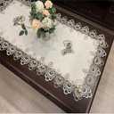Beige Embroidered Coffee Table Cover Rectangular Dust Cover (23.6''x47'')