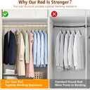 Adjustable Oval Closet Rod 30-55 Inch, 90 LBS Heavy Duty, One-Piece No-Cut Needed, Metal Hanging Rod for Closet & Wardrobe (Gold)