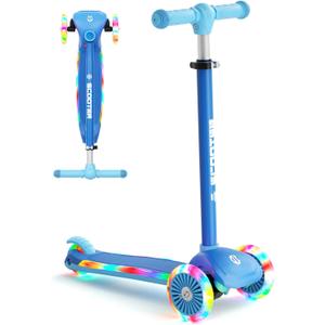 XJD 3-Wheel Scooter for Kids 2-8, Dynamic Gradient Deck Lights, Blue