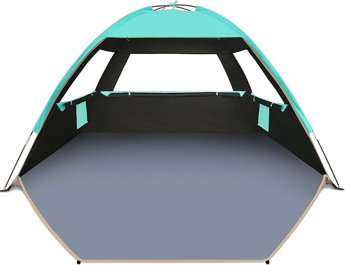 Gorich Beach Tent Sun Shelter for 3/4-5/6-7/8-10 Person with UPF 50 UV Protection, Lightweight & Easy Setup Beach Shade Canopy, Portable Beach Shade Tent Beach Cabana (Blue)