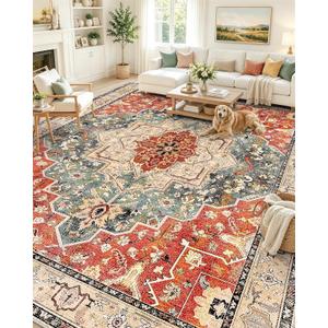OLANLY 9x12 Washable Area Rug, Soft Non Slip Carpet for Bedroom Living Room