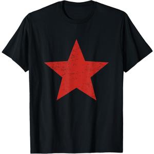 Grunge Alternative Distressed Red Star 90s Rock Band Music T-Shirt, XL