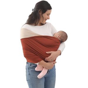 Baby Wrap Carrier, Perfect Baby Carrier Wrap Sling for Newborn and Infant up to 35 lbs. (L (XL, 2XL, 3X-Large of clothing size), Copper / Natural)
