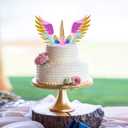 LUOEM Glitter Cake Toppers with Wings 3 Pcs Edible Cake Decorations for Birthday Baby Shower Wedding Party and Home Celebration