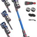 Cordless Vacuum Cleaner, 75Mins/55KPa/650W Self-Standing Stick Vacuum Cleaners for Home, Rechargeable, Lightweight, Cone Filtration&Anti-Tangle, for Hard Floor, Carpet, Hardwoods, Pet Hair (Haze-blue)