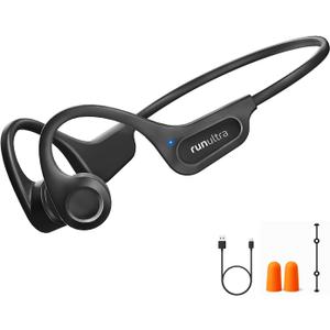 Bone Conduction Headphones, Open Ear, Bluetooth 6.0, IPX6 Sweatproof, Lightweight Comfortable Stable Fit Sports Wireless Earphones for Safe Running, Cycling, Gym Workouts, Hiking, 8H Playtime (Black)