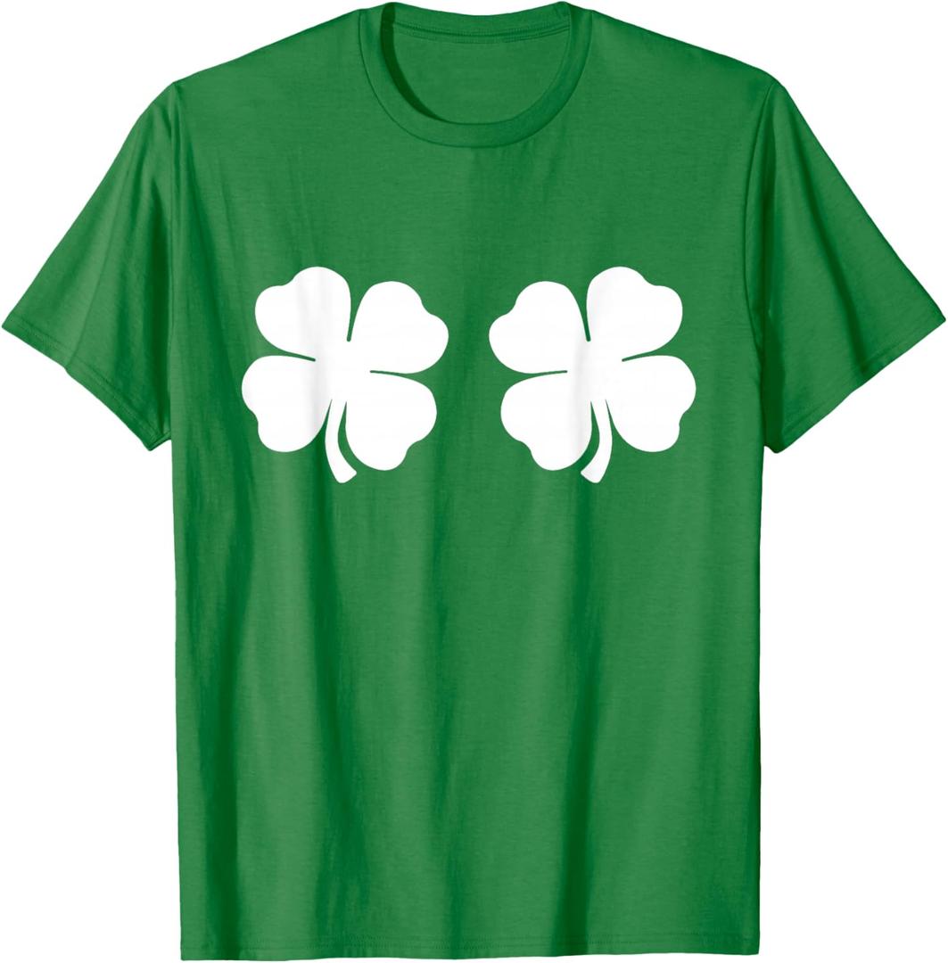 Shamrock Boobs 4 Leaf Clover Saint St. Patrick's Paddys Day T-Shirt (Green, XXL)
