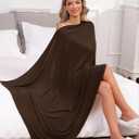 Tencel Shawl Wraps Women's Girls Shrug for Evening Dress Wedding Cape Cover Up 1920s Shawl (Brown), Size: 71x35in