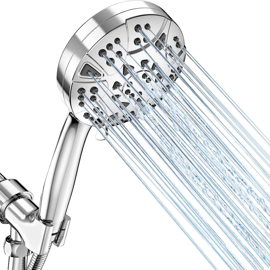 High Pressure 8-Mode Handheld Shower Head with 5 ft Stainless Steel Hose and Adjustable Bracket, Built-in Power Wash to Clean Tub, Clean Corner,Tile & Pets