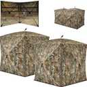 TIDEWE Hunting Blind, Double Ground Blinds 270 See Through for 3-in-1 Use, 4-6 Person Pop Up Portable Hunting Tent Includes Carrying Bags for Deer & Turkey Hunting (Forest Fade Camo)