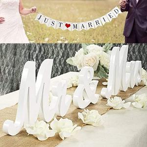 VIOPVERY Mr and Mrs Sign for Wedding Table, Large White Mr and Mrs Sign, Wooden Letters, Mr & Miss Sign with Just Married Banner Wedding Decorations for Anniversary VIOPVERY Mr and Mrs Sign for Wedding Table, Large White Mr and Mrs Sign, Wooden Letters, Mr & Miss Sign with Just Married Banner Wedding Decorations for Anniversary