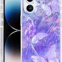 Casegis Compatible with iPhone 16 Plus Case, with [Shockproof Protective][Camera Protection] Cute Butterfly Aesthetic Phone Cover Anti-Yellowing Soft Slim Cover for Women Girl-Purple