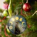 GEEMBI Christmas Black Cat Gifts for Women Men - Suncatcher Christmas Ornaments 2025 for Tree Decorations - Black Cat Ornament for Halloween, Witchy Mystical Gifts for Women, Moon Phase Gothic Decor (Navy - Lunar Cat)