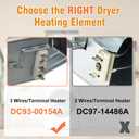 DC93-00154A Dryer Heating Element Assembly (3 Wire) Fit for samsung Dryer DV45K6500EV/A3 DV48J7770EP/A2 DV52J8700EP/A2 DV45K6200EZ/A3 DV50K8600EV/A3 etc. Part Replaces AP5582094 PS4216214 3282568