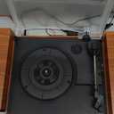 Vintage Record Player with External Speakers Belt-Drive Turntable for Vinyl Records Dual Stereo Speakers LP Players Support 3 Speed 3 Size Wireless Playback AUX Headphone Input Auto Stop Wood Red