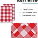 Hiasan Red and White Buffalo Checkered Tablecloth Waterproof, 2 Pack, 60 x 120 inch - Plaid Table Cloth Rectangle for Kitchen/Outdoor Picnic/Dining/Spring Party