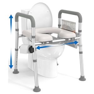 HOMLAND Raised Toilet Seat with Handles, Toilet Seat Riser for Seniors with Adjustable Height & Width, FSA/HSA Eligible 400lb Handicap Elevated Toilet Seat for Elderly, Pregnant, Fit Any Toilet