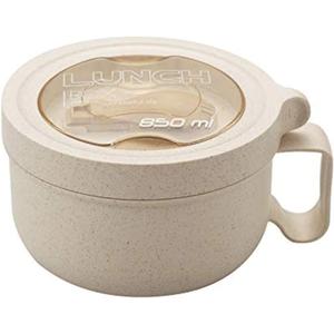 Rarapop 28.7oz Microwave Soup Bowl Containers with Lids, Wheat Straw Ramen Noodles Cup Mug for Instant Noodles,Oatmeal, Gumbo, Salad,Crunch,Cereal & More - Easy-Grip Design, Beige