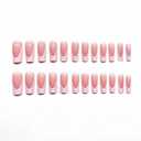 2 x Square French Clear Pink Press on Nails Tips, Medium Long Fake Nails, Full Cover Artificial Acrylic Nails, Reusable on Manicure Kit for Women 24Pcs