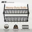 KES 150 lb High-Capacity Pot Rack Wall Mounted with Pot Lid Holder, 34 Inch Heavy-Duty Pots and Pans Hanging Rack with 20 Hooks, Drilling Template Provided for Easy Install, Matte Black, KUR528S88-BK