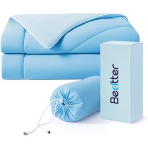 Bedtter Cooling Blankets for Hot Sleepers - Summer Blanket Thin Lightweight Breathable Soft Double Side with Bag for Travel, Cooling Comforter for Couch Sofa, Keep Cool for Night Sweats, Blue 50x60