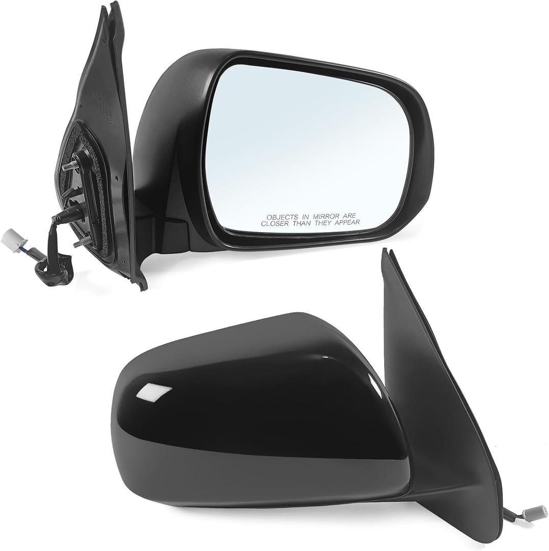 Right Passenger Side Mirror Assembly Fits 2005-2015 Toyota Tacoma with Power Glass Manual Folding Match to Black Replace TO1321282(3Pins) (R-3P, Black)
