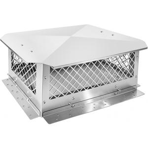 Stainless Steel Chimney Cap, Fireplace Chimney Flue Cover with Adjustable Metal Strips & Bolts Screws, Heavy Duty Chimney Top Cap for Fireplace & Stove Flue Protection (13" x 21")