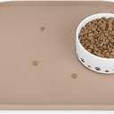 KPWACD Dog Food Mat Anti-Slip Bowl Mats for Food and Water, High-Lips Waterproof Pet Placemat Prevent Messy Spills to Floor, Silicone Puppy Feeding Trays for Large Medium Small Dogs Cats (Solid - 18"x12", Taupe)