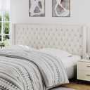 King Size Headboard Only, Wingback Wall Mount Headboard King Size for Adjustable Bed Featuring High-Density Sponge Padding, Luxury Texture Easy Assembly Comfort and Style, Ivory