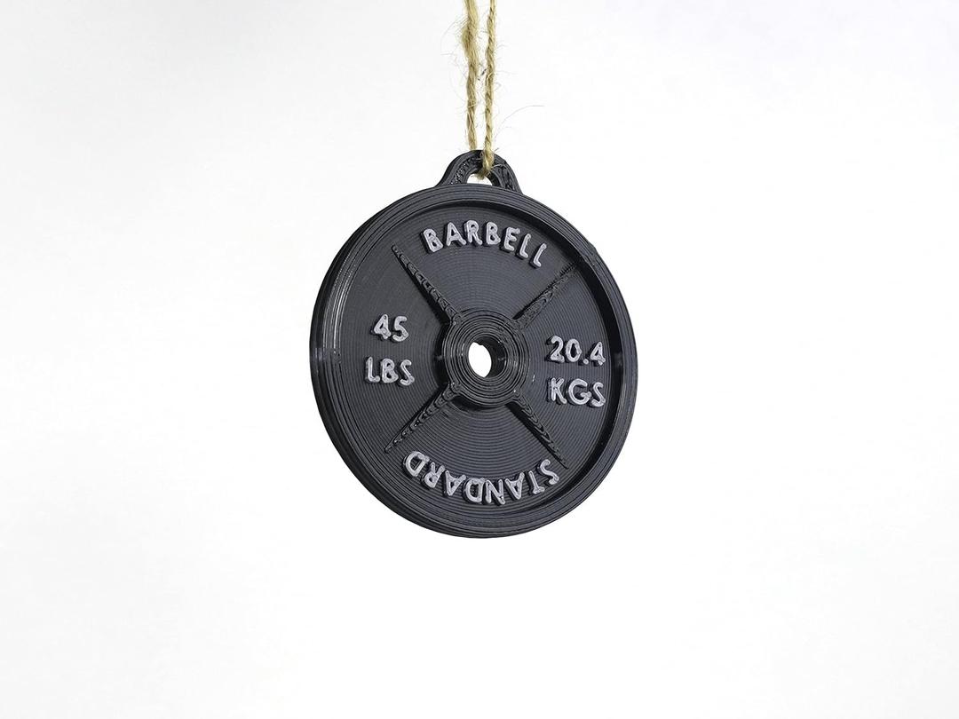 2 x Weight Plate Ornament - 3D Printed (Black) for Christmas