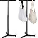 Blulu Heavy Duty Adjustable Shopping Bag Rack Metal Rack for Retail Store Chrome Handbag Display Stand for Trade Show Boutique Small Business, 45 Inch (2 Pcs,Black)