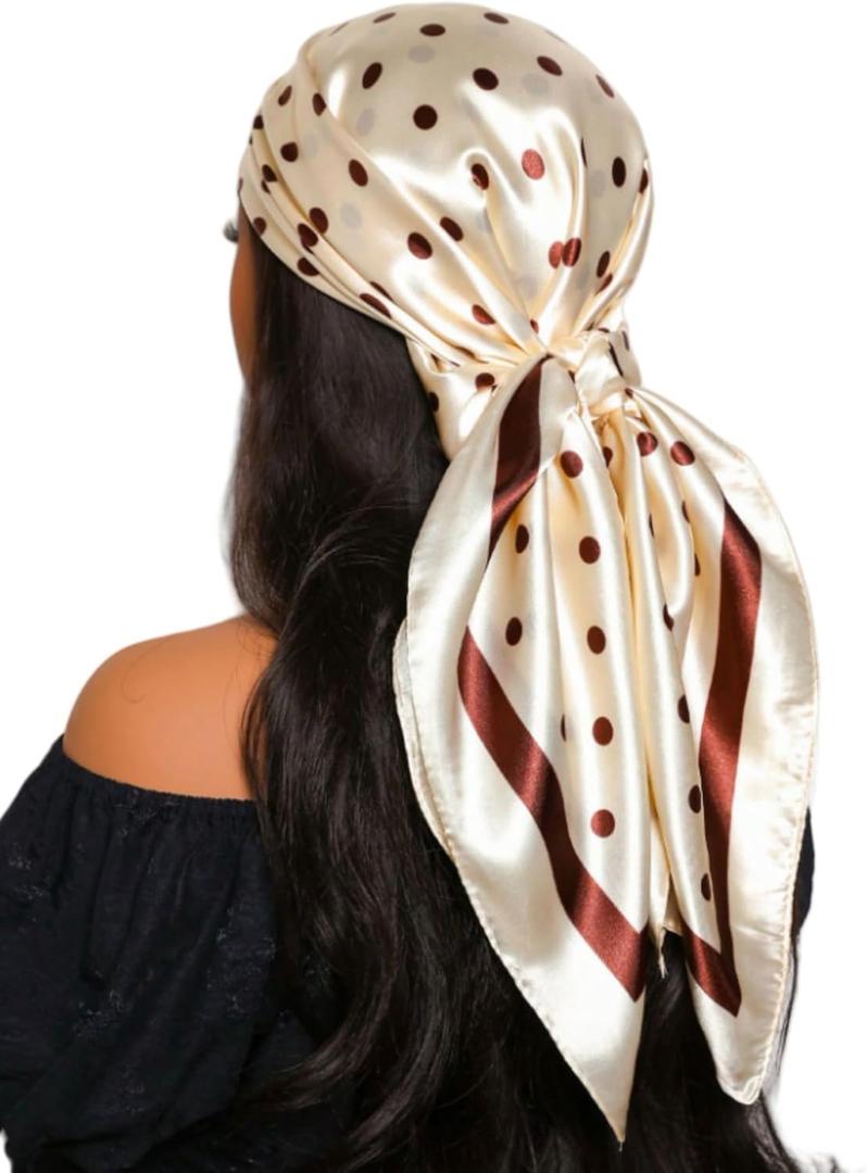 WDIRARA Women's Leopard Print Satin Bandana Square Head Scarf Cheetah Wrap Scarfs