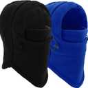 YQXCC Kids Winter Hats Balaclava Ski Mask Windproof Warm Adjustable with Fleece Lining Hat for Boys Girls (Black+blue)