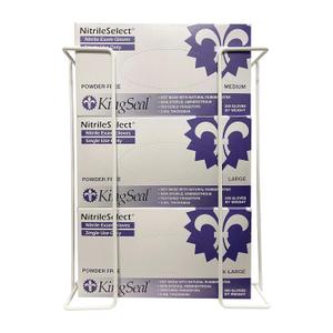 KingSeal 1 Each | Disposable Glove or Tissue Box Holder, TRIPLE (3-Box) Glove Rack, Wall Mounted Universal Box Holder, for Larger Sized Boxes, White - 1 Glove Rack