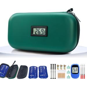 TSA Approved Insulin Cooler Travel Case Medication Cooler for Travel with Thermometer Temperature Display Diabetic Medication Organizer Medical Travel Cooler Bag with 2 Ice Pack (Green)