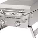 Premium Outdoor Cooking 2-Burner Grill, While Camping, Outdoor Kitchen, Patio Garden, Barbecue with Two Foldable legs, Silver in Stainless Steel (2-Burner Portable with 2 foldable legs)